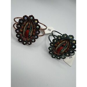 22 Lot Virgin De Guadalupe Copper Bracelets Oval Fashion Jewelry Women Boho